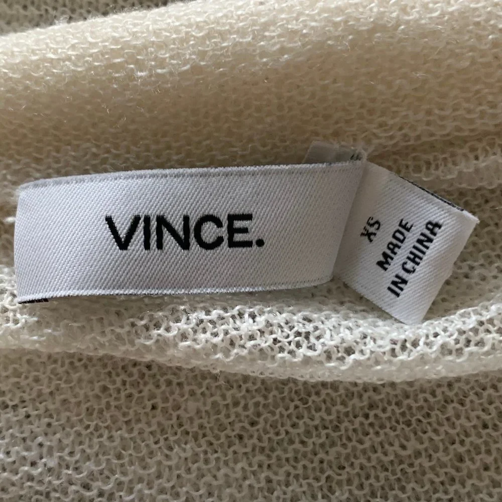 Vince‎ Linen Blend Cream Open Front Cardigan